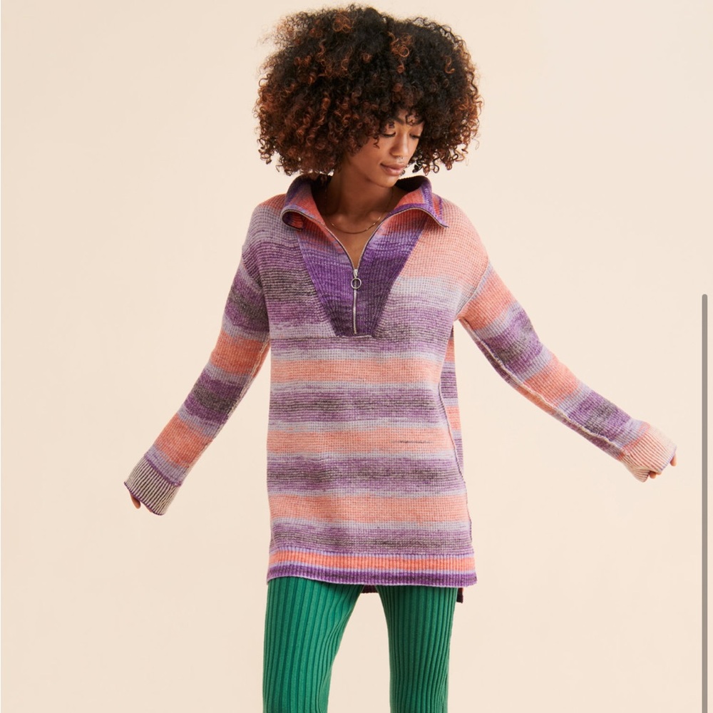 Anthropologie Daily Practice Cozy Purple and Pink Turtleneck Sweater